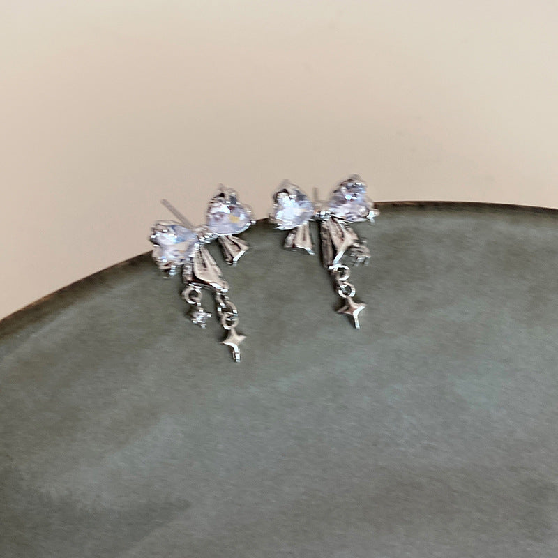 Wholesale Starlight Brilliant Bow Zircon Stud Earrings Fashion Bow Earrings ACC-ES-YaoFeng001