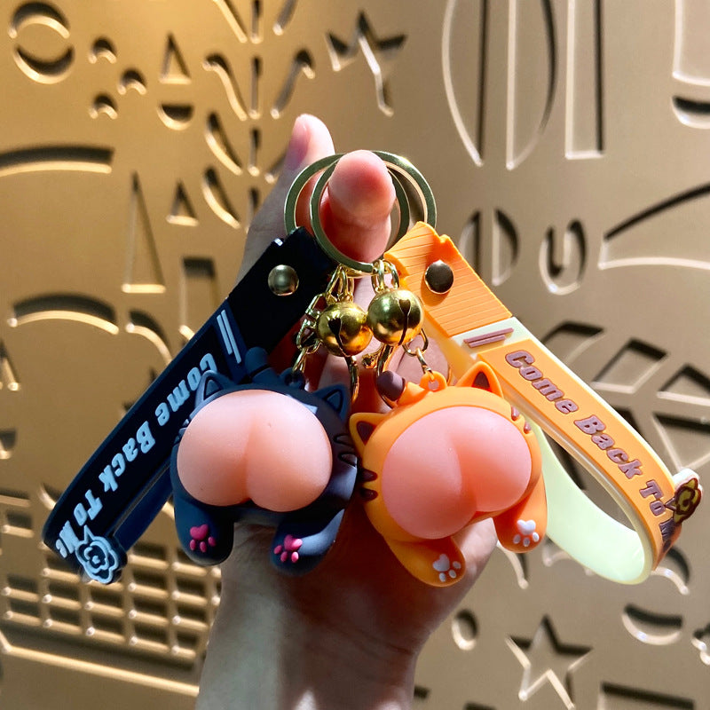 Wholesale Cartoon Q Elastic Butt Decompression PVC Soft Glue Keychain Creative Keychain ACC-KC-XJY001