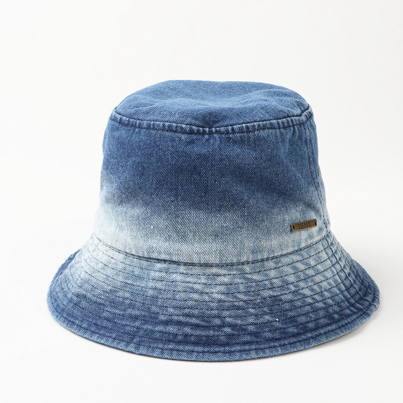 Wholesale  Denim fisherman hat  washed fashion gradient color basin hat sun protection sun hat bucket hat
