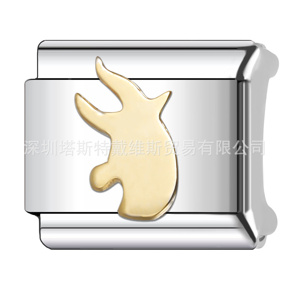 Wholesale 9mm Italian Charm Starter Bracelets DIY square Single Section Creative Stainless Steel Composable Bracelet