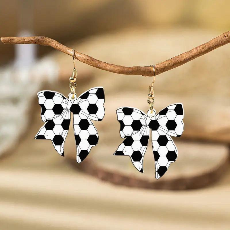 Wholesale  Sports Game Football Football Elements Bow Acrylic Earrings