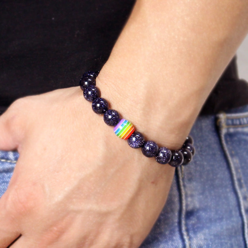 Wholesale LGBT Rainbow Volcanic Stone Beaded Bracelet Hand Made Miyuki ACC-BT-ZhongH022