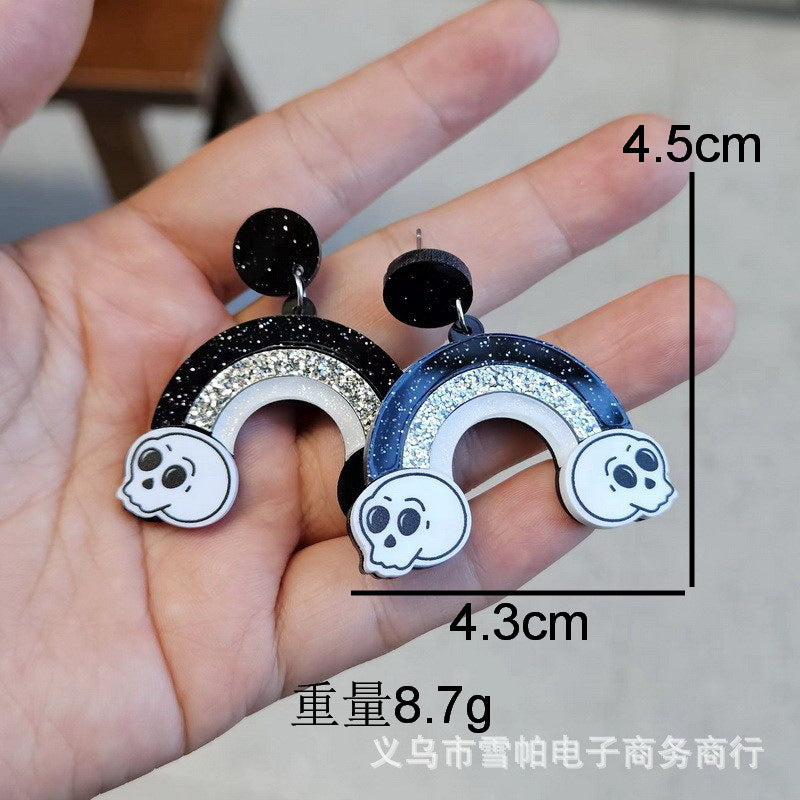 Wholesale Retro  Skull Acrylic Earrings For Women Pumpkin Rainbow Design Trendy Fashion Jewelry Accessory Gift
