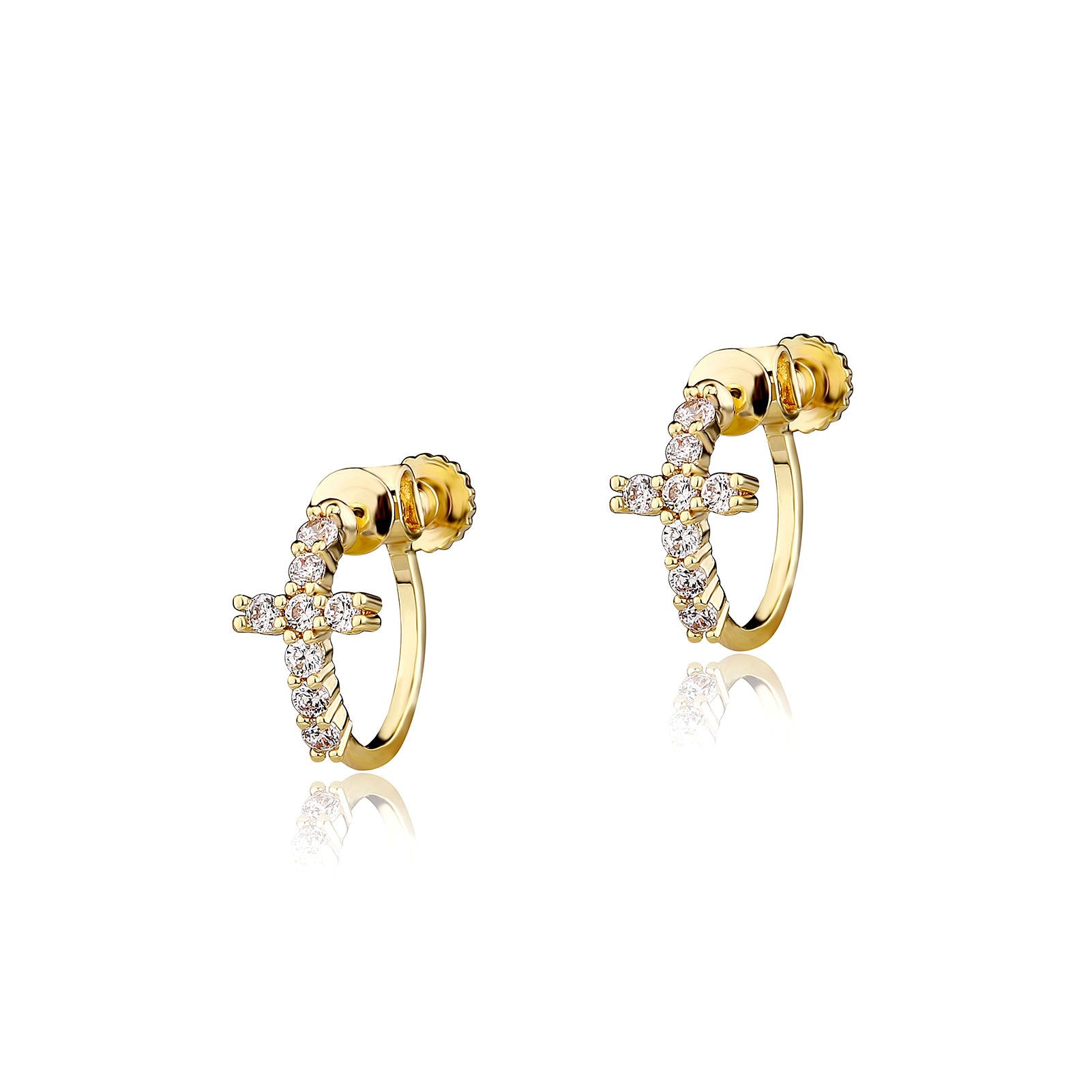 Wholesale Cross Ear Clip Circle Diamond Earrings