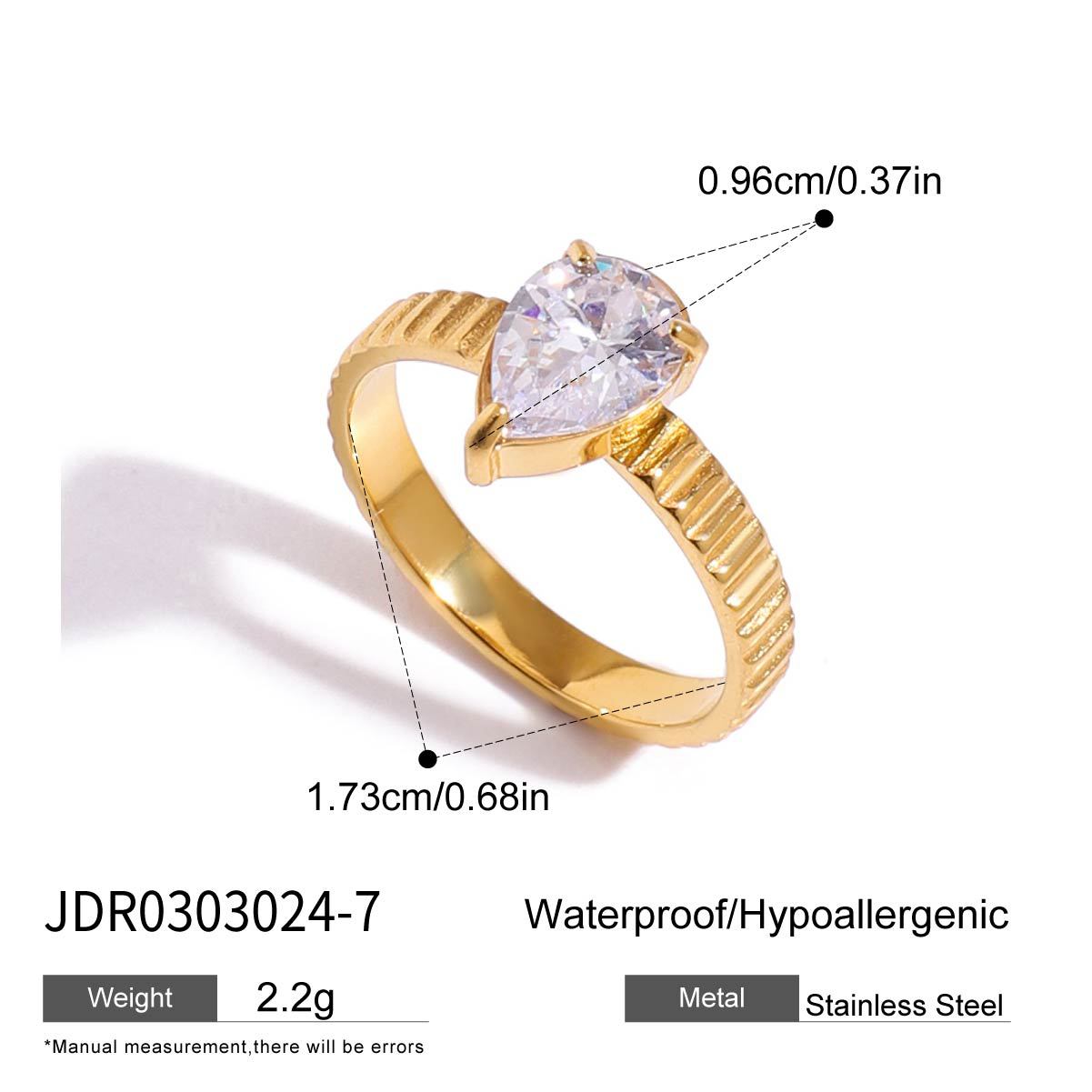 Wholesale 18K Gold Stainless Steel Round White Zircon Double-Layer Cut Out Ring