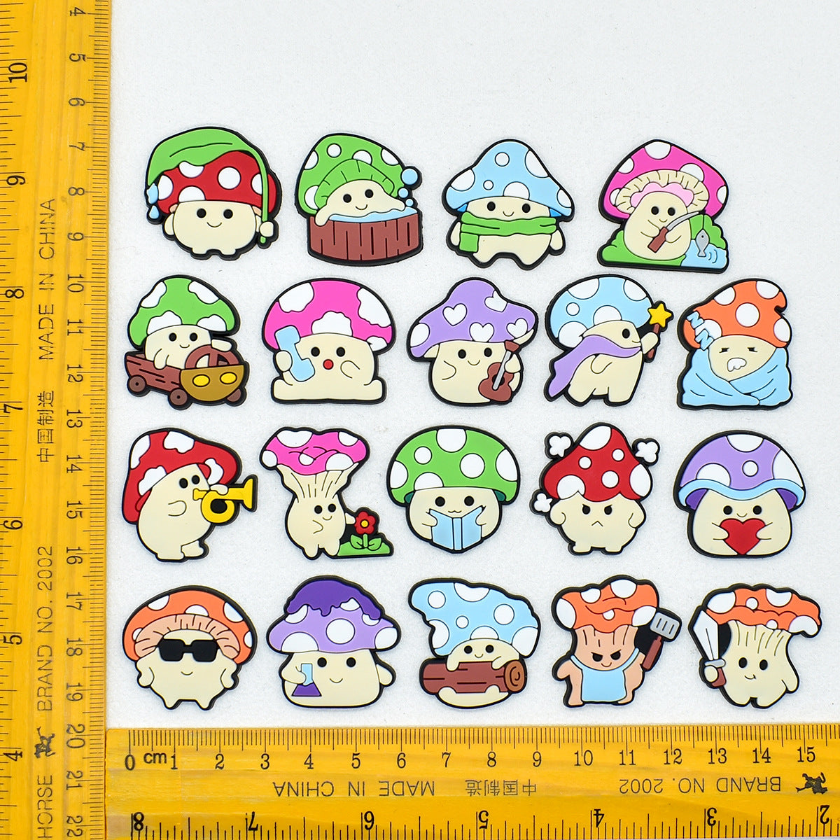 Wholesale   Random 100pcs Creative Cute cartoon mushroom series  PVC Soft Rubber Shoe Buckle Decoration