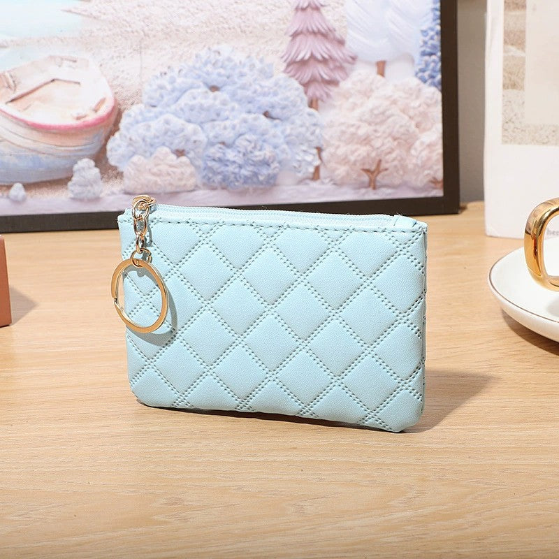 Wholesale Embossed PU Leather Coin Purse Small Wallet For Women Solid Color Card Holder And Key Pouch
