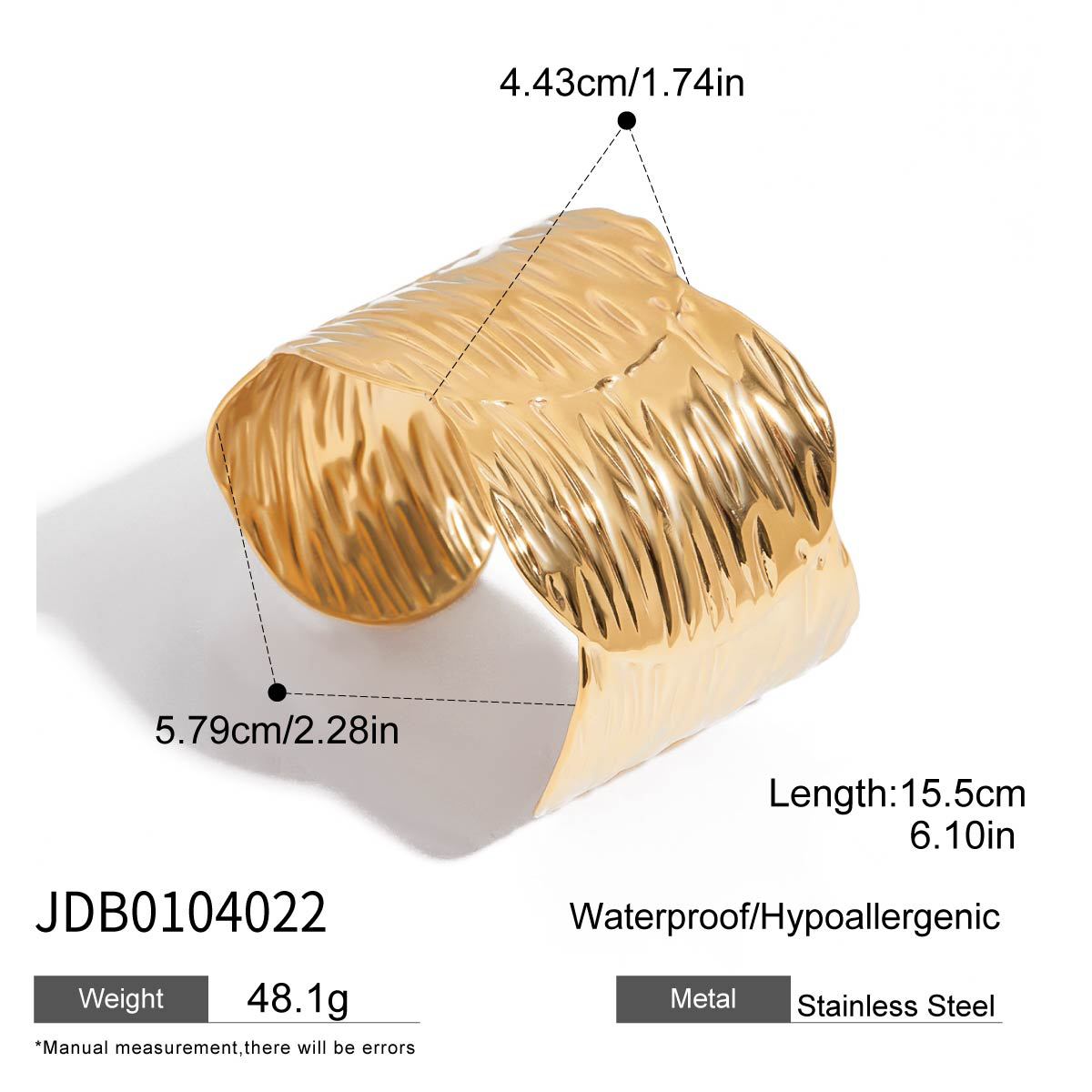 Wholesale  18K Gold Stainless Steel Glossy Wavy Line Open Bracelet