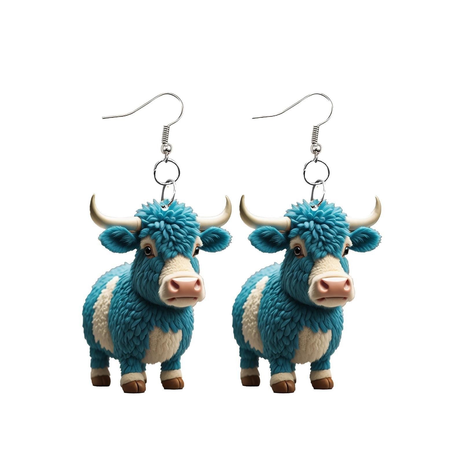Wholesale Cartoon Colorful Cow Flat Acrylic Earrings ACC-ES-YuanJi002