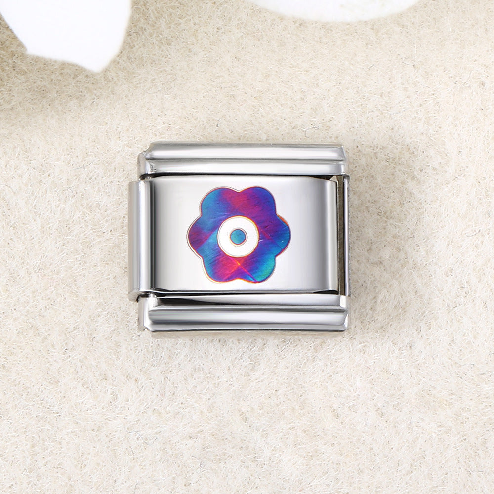 Wholesale  Italian Charm Bracelet 9mm DIY UV laser Creative Stainless Steel Composable Bracelet