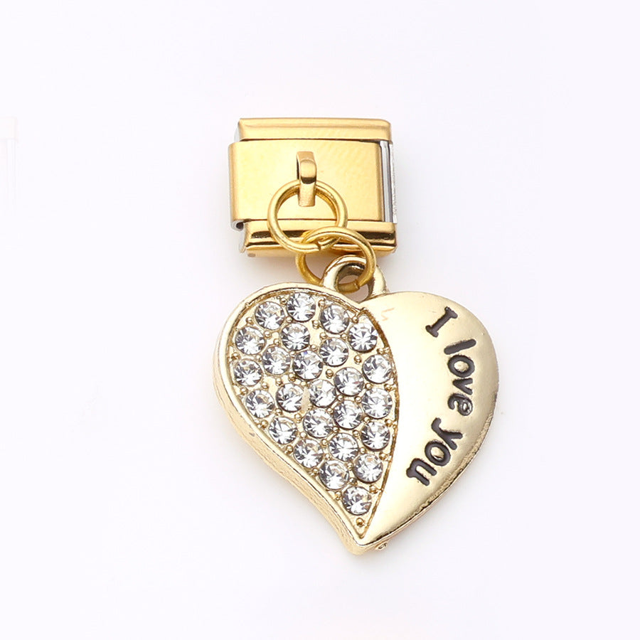 Wholesale 10pcs Italian Charm Bracelet 9mm DIY Splicing Love Pendant Stainless Steel Composable Bracelet