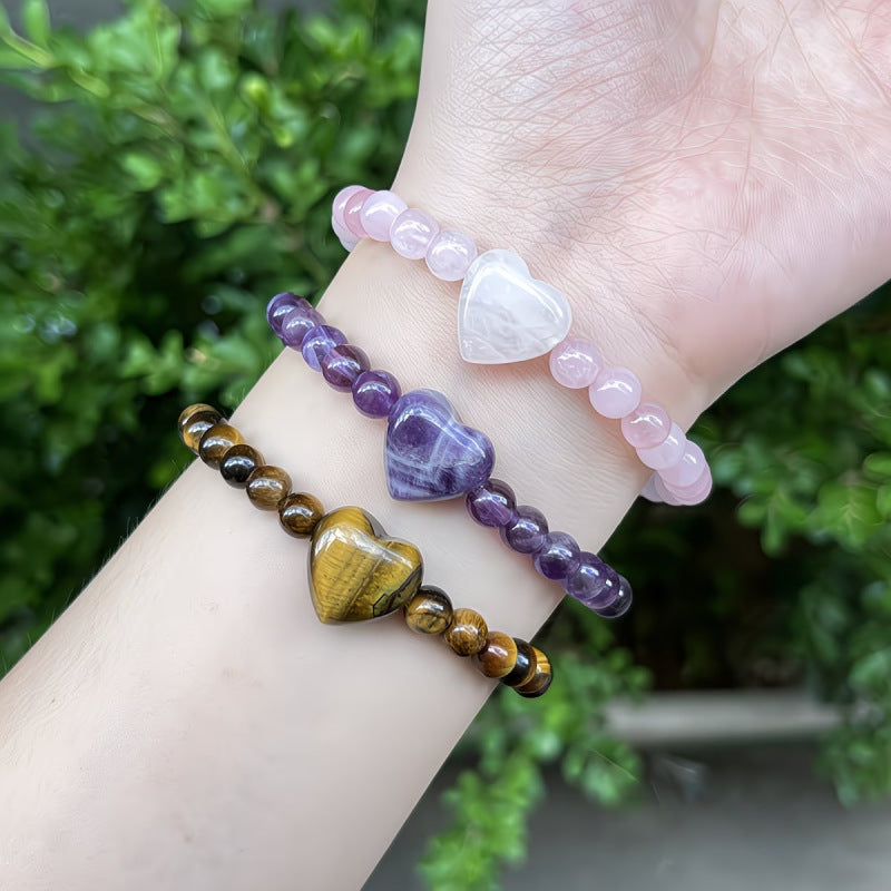 Wholesale Natural Amethyst Heart Shaped Beaded Bracelet Women S Fashion Jewelry Gift For Everyday Wear And Boutique Resale