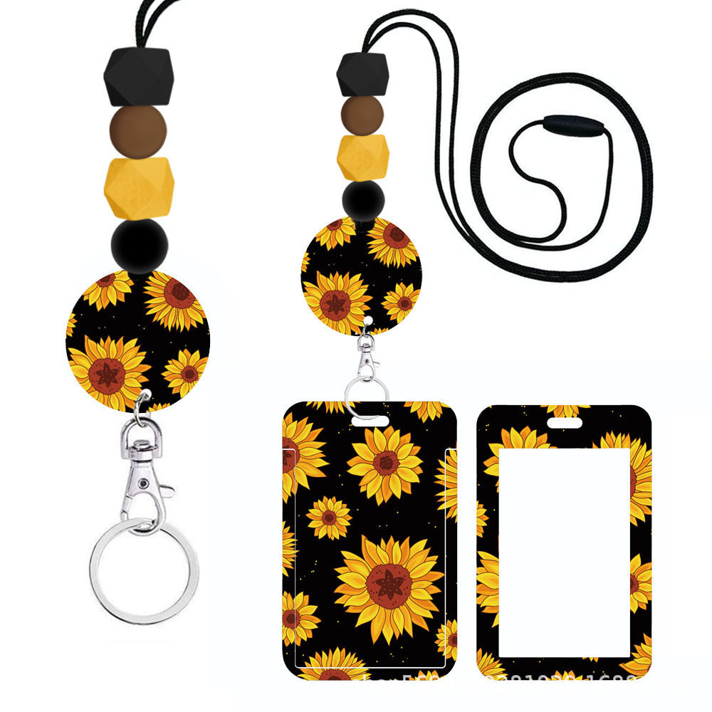 Wholesale Hand Painted Rainbow Printed Acrylic Beaded Badge Scroll Card Holder Keychain Badge Reels ACC-KC-ChiHai010