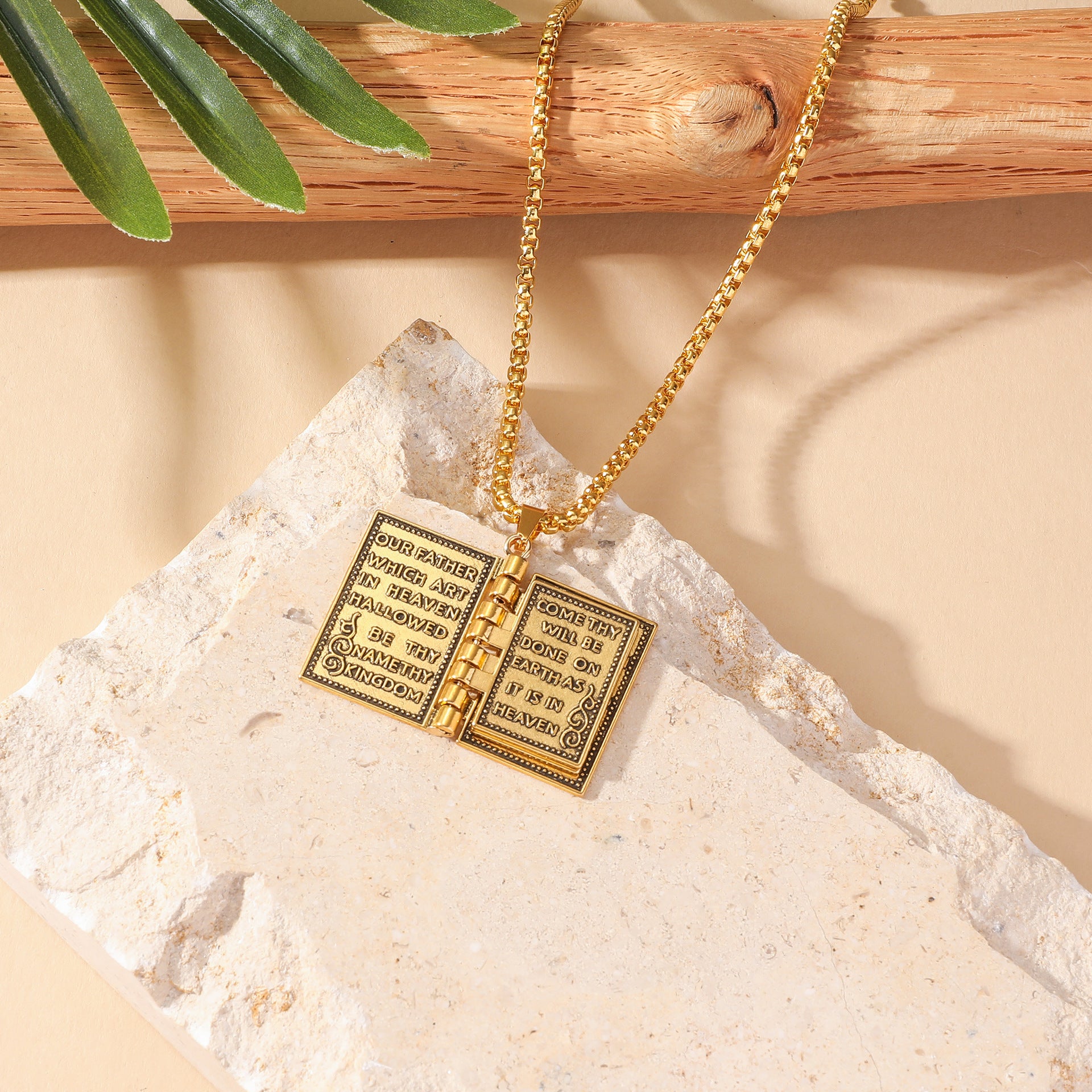 Wholesale  Popular Bible Cross Flip Page Hip Hop Pendant Necklace