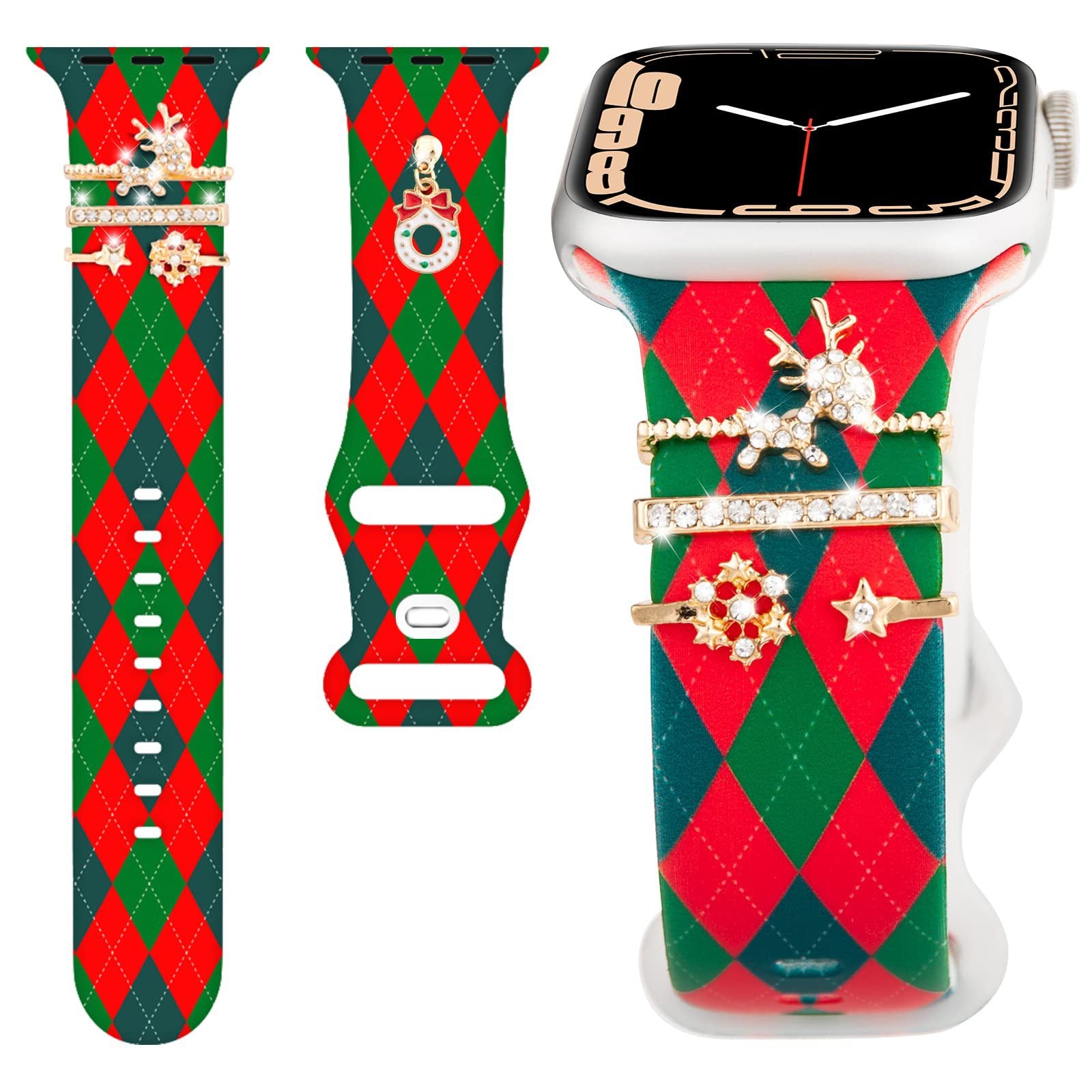 Wholesale Christmas Ornament Set with Diamonds,  Holiday Accessories,  New Watch Strap Decoration Ring,  Cross-Border Foreign Trade,  One-Piece Dropshipping
