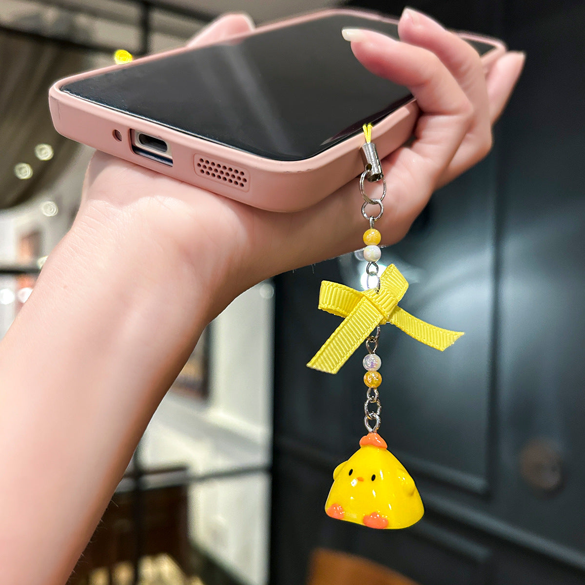 Wholesale Cute Chick Beaded Mobile Phone Chain Keychain
