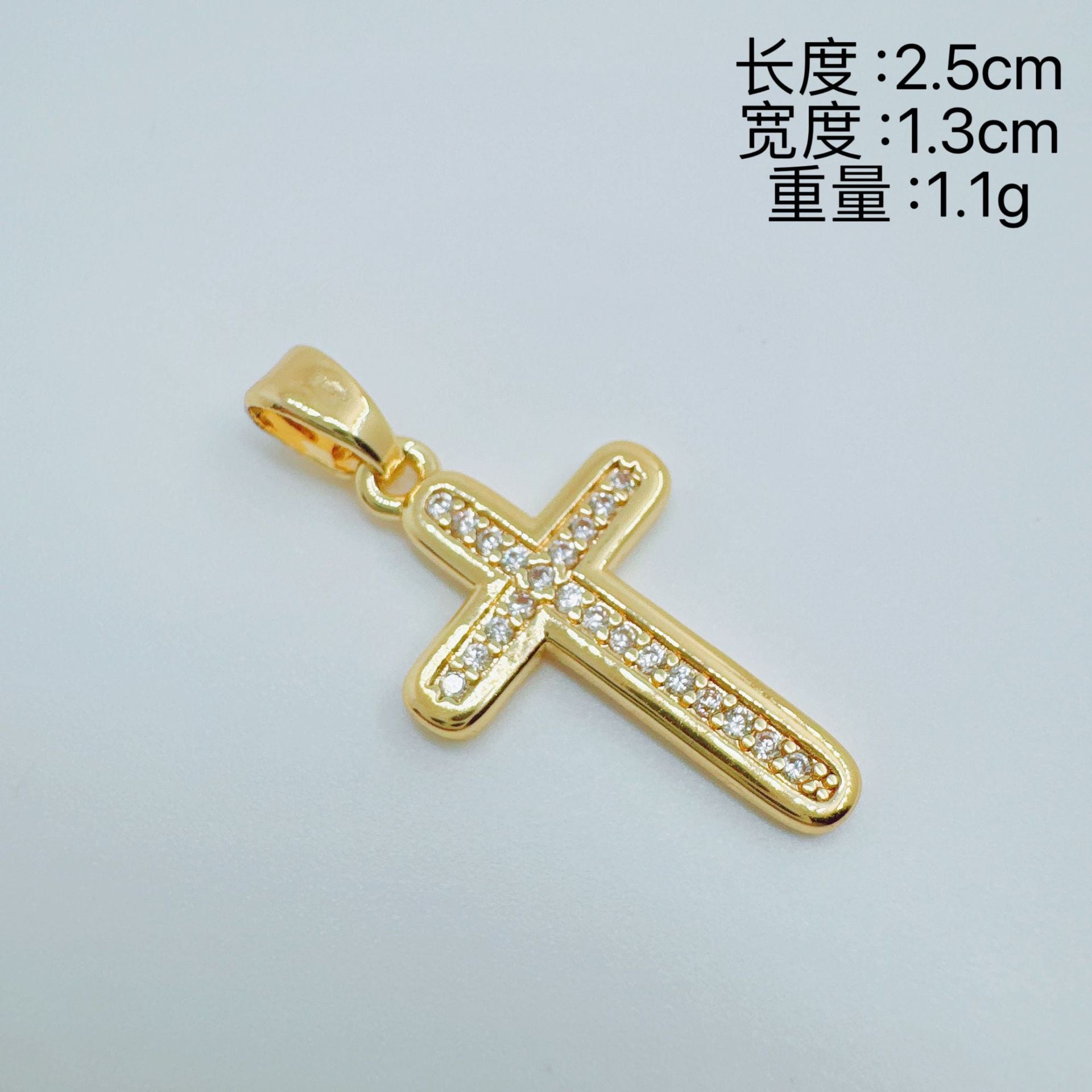 Wholesale Light Luxury Design Copper Gold Plated Micro Inlaid Zircon Cross Necklace