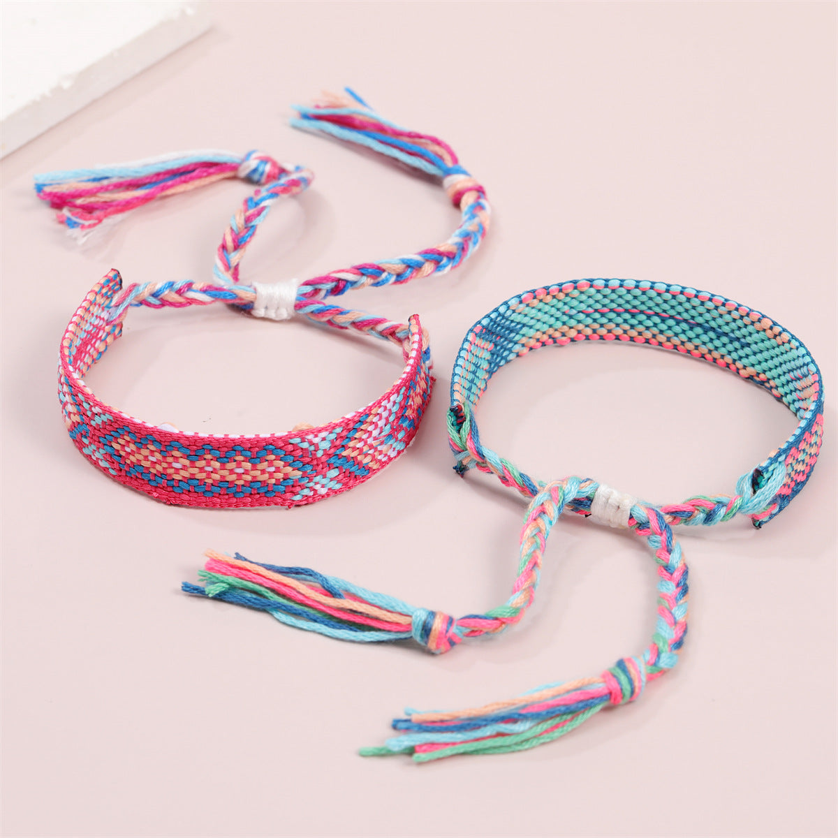 Wholesale Nepalese Style Handmade Friendship Rainbow Rope Adjustable Bracelet Jewelry Accessory Boutique Resale