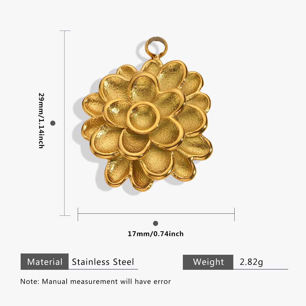 Wholesale 5pcs Stainless steel 18K vacuum plating color  flower pendant