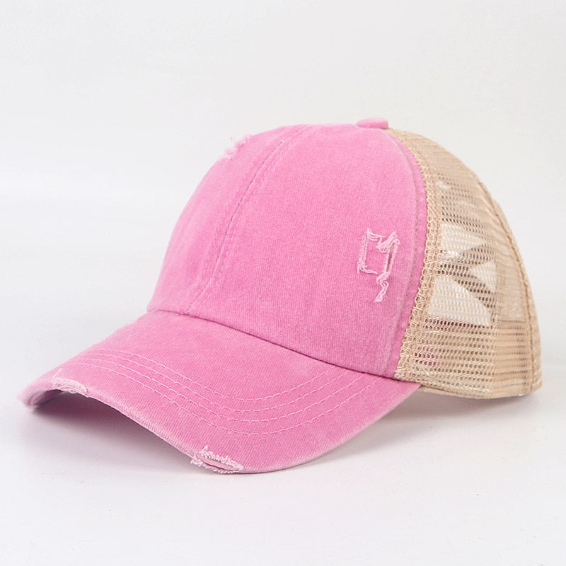 Wholesale Washed Cross Ponytail Baseball Cap Hat ACC-HT-ZhongChang001