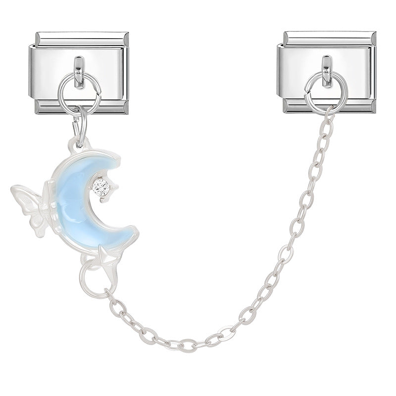 Wholesale 9mm Italian Charm Starter Bracelets DIY double-pendant   Section Creative Stainless Steel Composable Bracelet