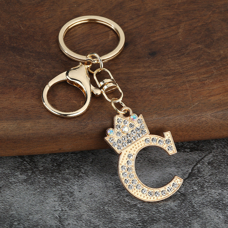 Wholesale Zinc alloy flash drill letter keychain