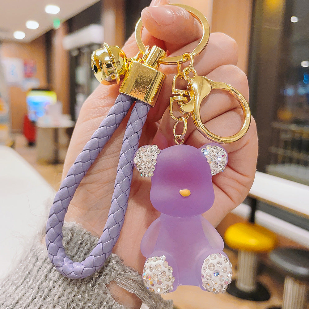 Wholesale Creative diamond doll jelly bear keychain exquisite car Diamond key chain