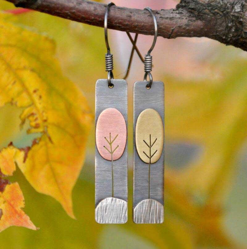 Wholesale Geometric Tree Carving Earrings - Retro Natural Wind Fashion Jewelry for Women Gift