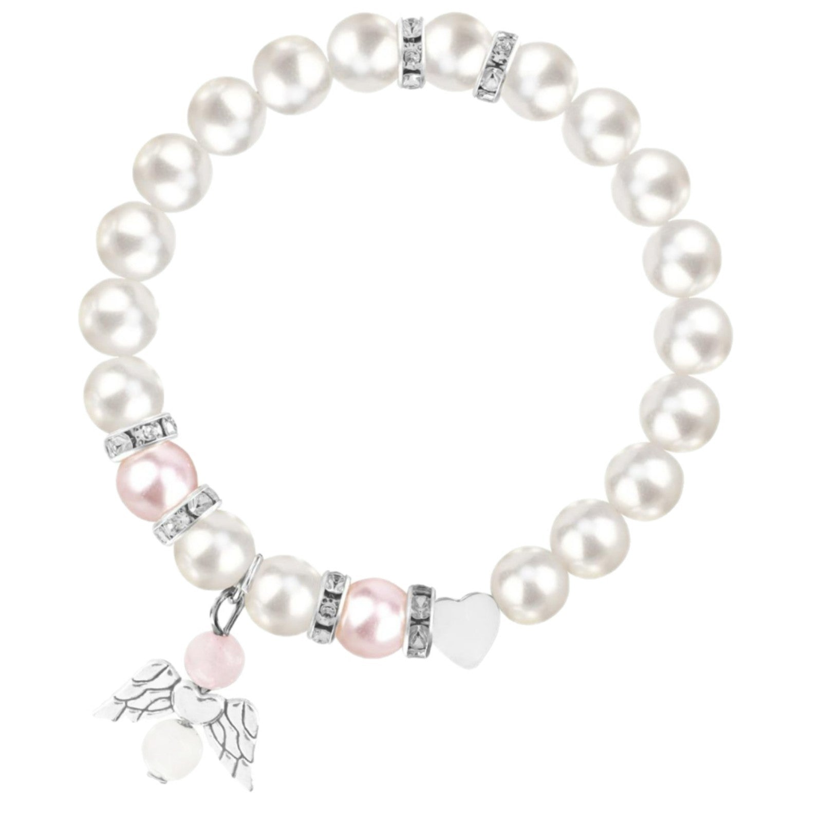 Wholesale  Pink Pearl Heart Wings Pendant Bracelet