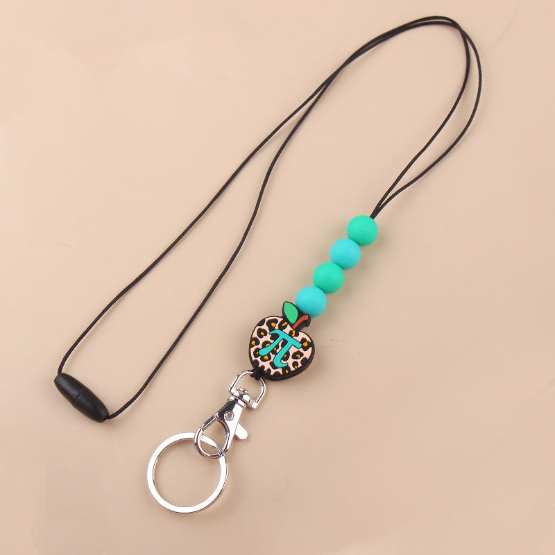 Wholesale Cartoon Silicone Beaded Apple Necklace Keychain Creative Keychain ACC-KC-GuangTian044