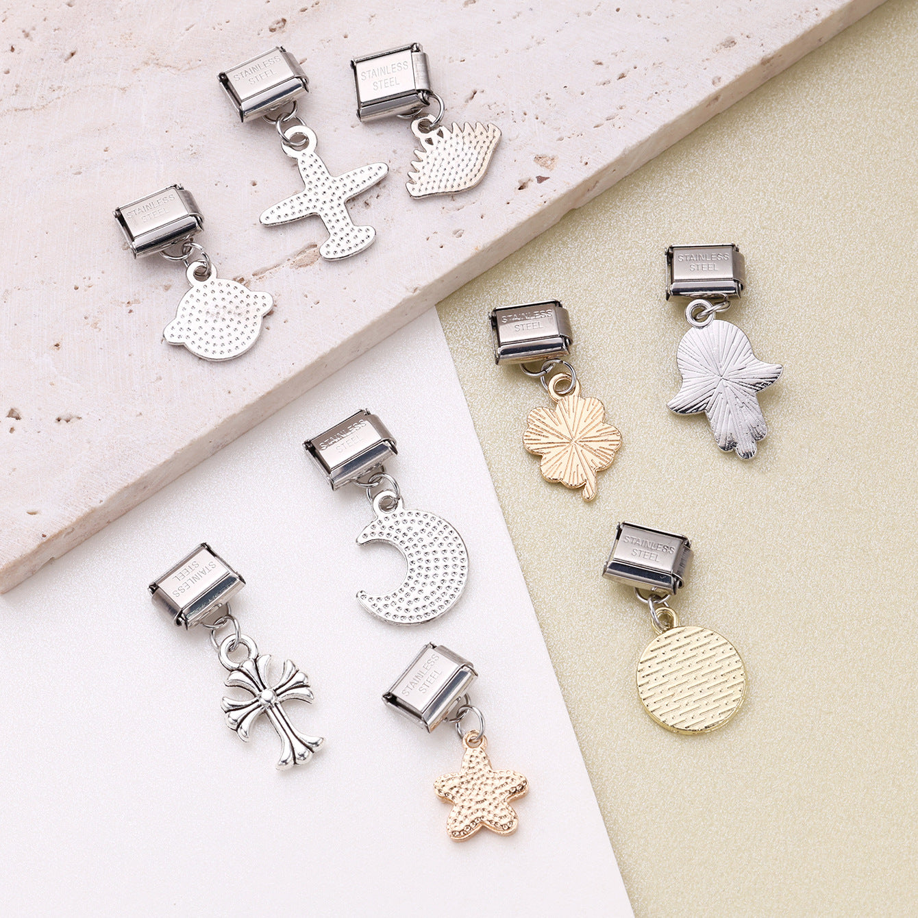 Wholesale 10pcs Italian Charm Bracelet 9mm DIY Splicing Devil Eye Stainless Steel Composable Bracelet