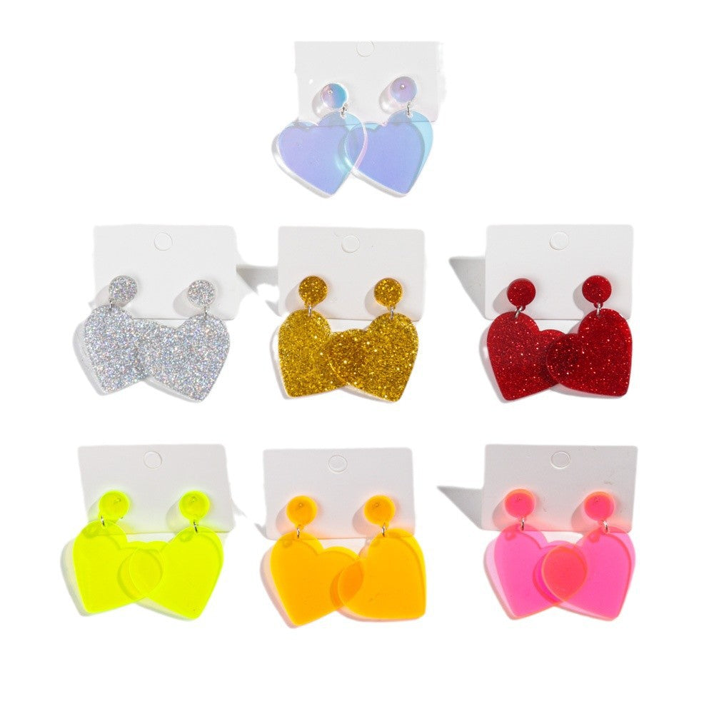 Wholesale  Heart-shaped Valentine's Day Love Heart Gold and Silver Color Earrings