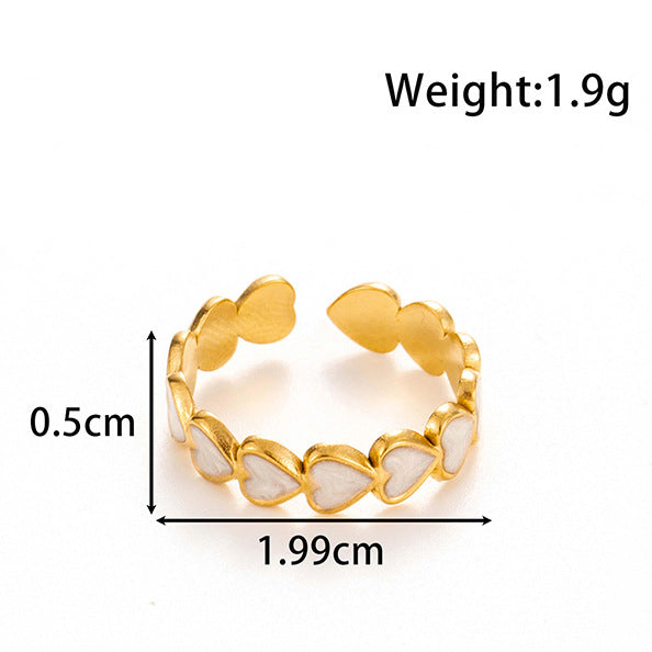 Wholesale line round love oil drop retro titanium steel opening adjustable ring