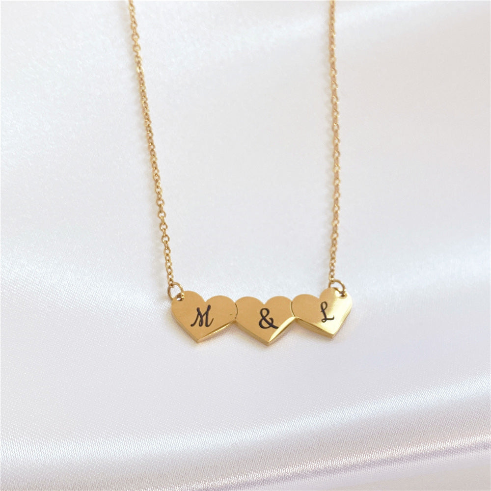 Wholesale three love linked name necklace stainless steel  necklace