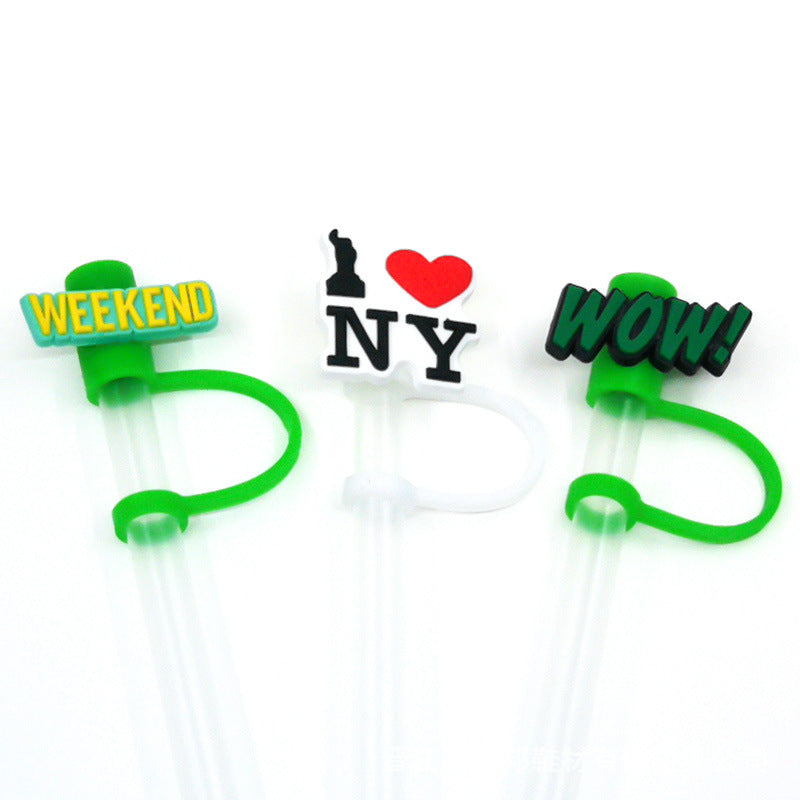 Wholesale 10PCS 7-8mm BOO Creative Silicone Straw Tube Cap Straw Decoration