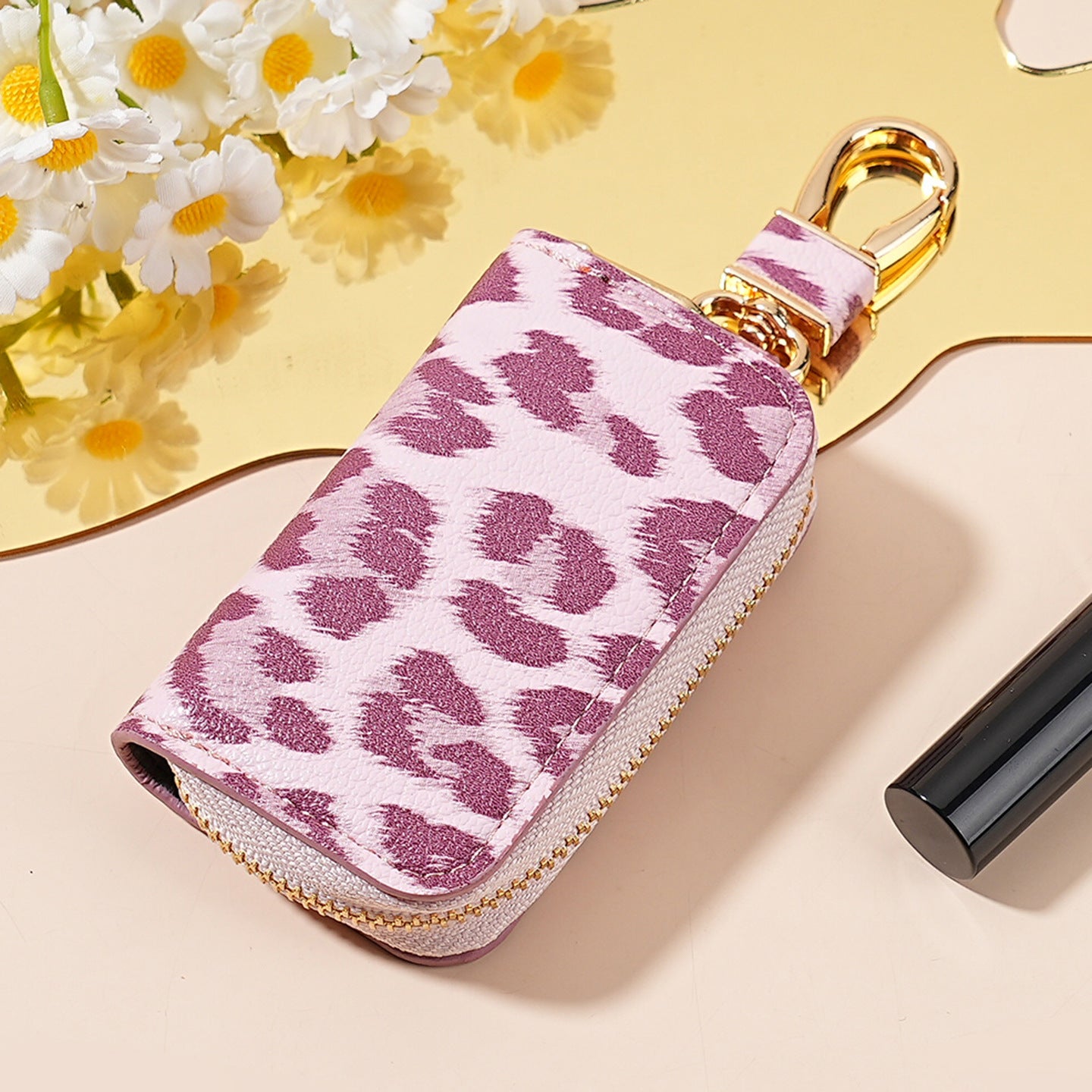 Wholesale PU Leather Leopard Print Car Key Holder Wallet Stylish Everyday Fashion Accessory Unisex Gift For Car Owners