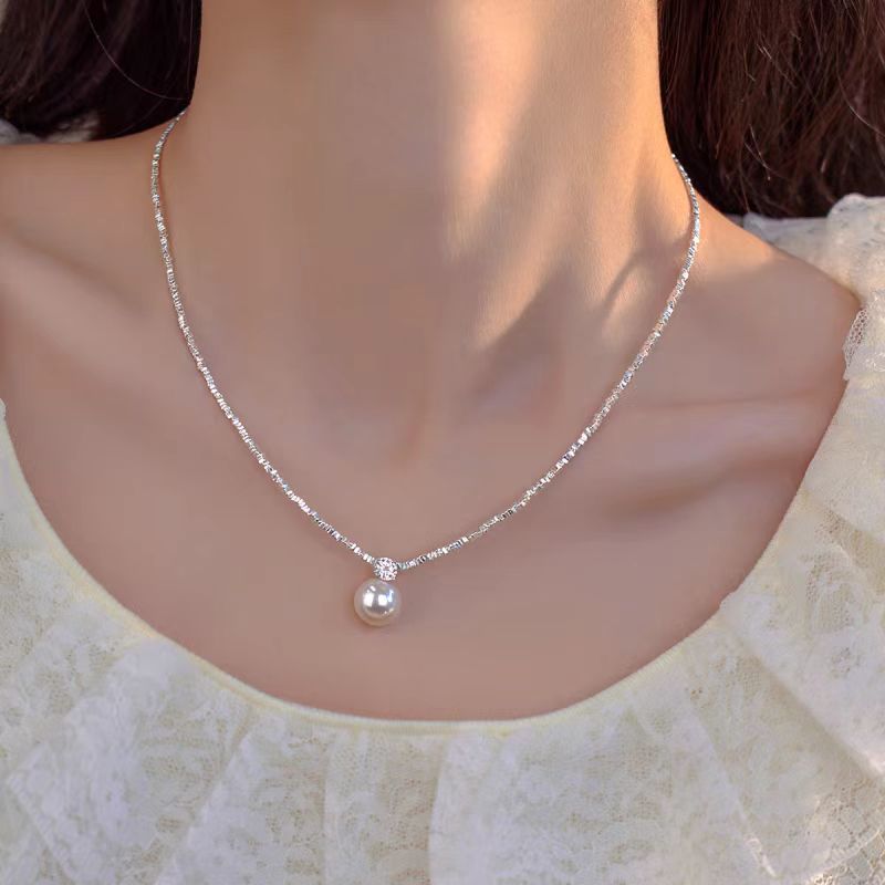 Wholesale Silver Pearl Necklace Elegant French Style Women S Fashion Jewelry Accessory Gift
