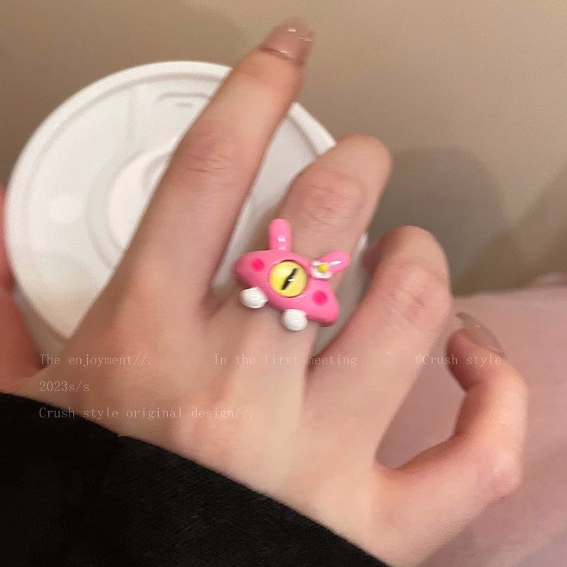 Wholesale  pink cute monster ring