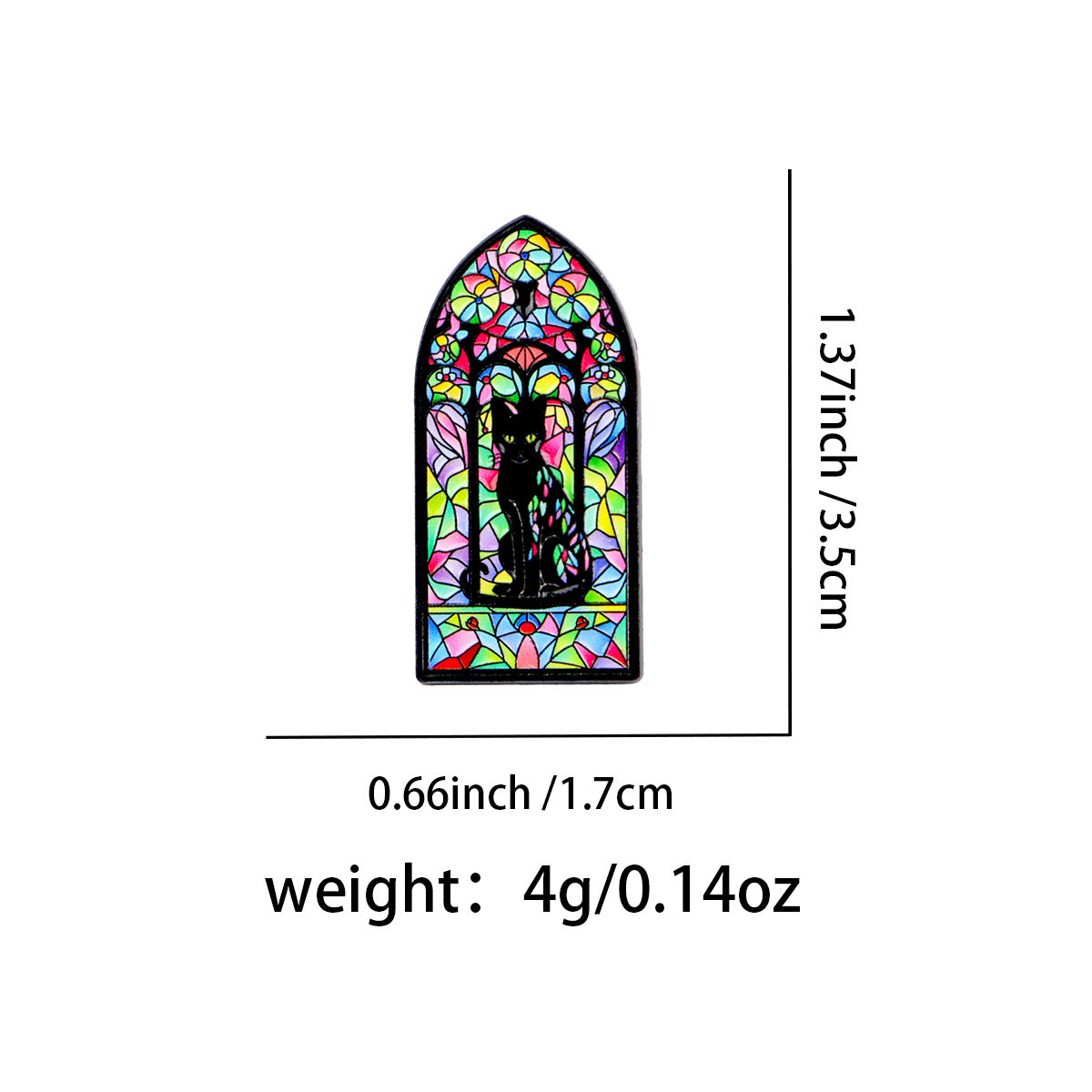 Wholesale Stained Window Black Cat Brooch