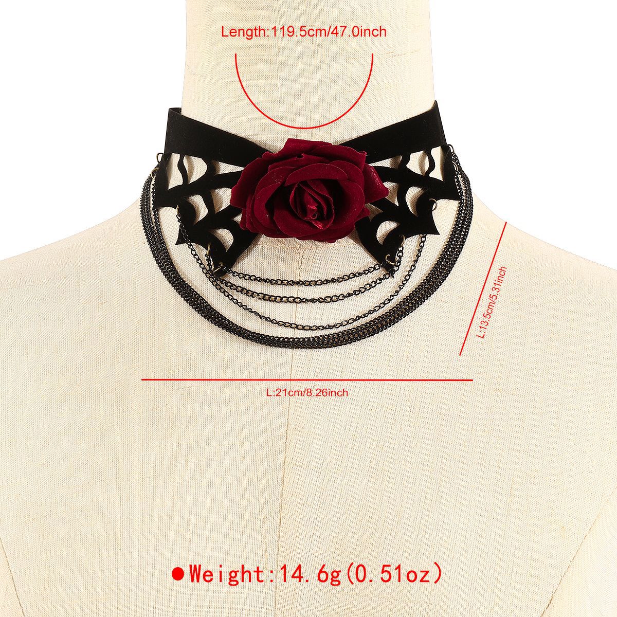 Wholesale  Sweet Cool Style Fabric Rose Multi-layer Tassel Chain  Necklace