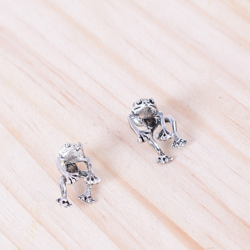 Wholesale Silver Funny Frog Earrings