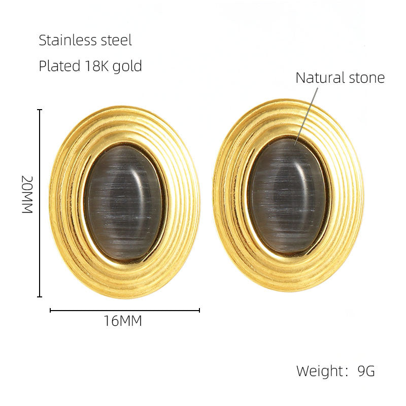 Wholesale Stainless Steel Natural Stone Earrings  ACC-ES-ZhongXin011