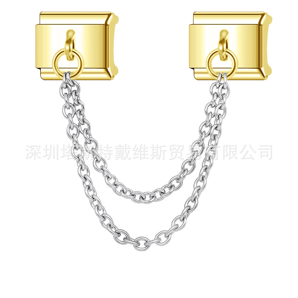 Wholesale 9mm Italian Charm Starter Bracelets DIY square Single Section Creative Stainless Steel Composable Bracelet