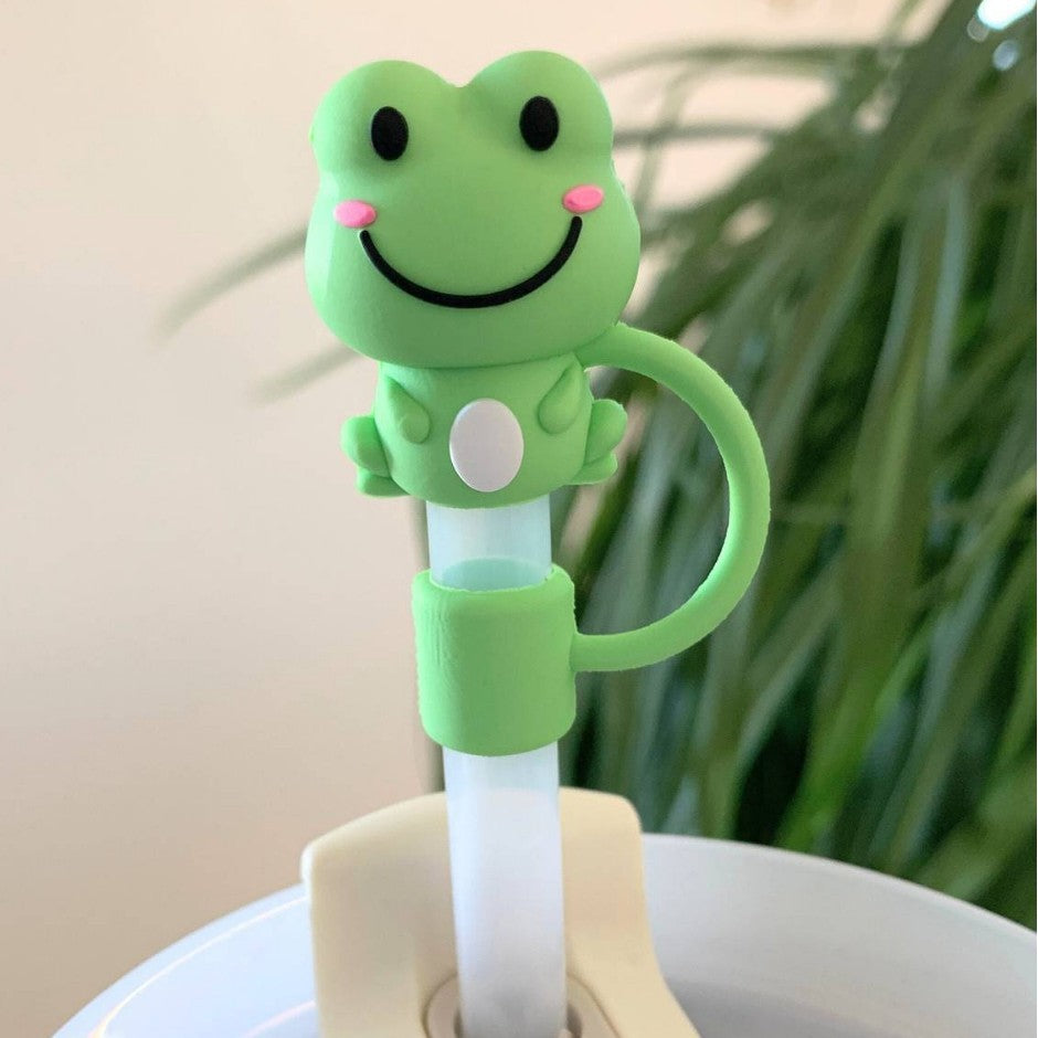 Wholesale  10mm Cute Frog Duck Animal PVC Soft Straw Tube Cap