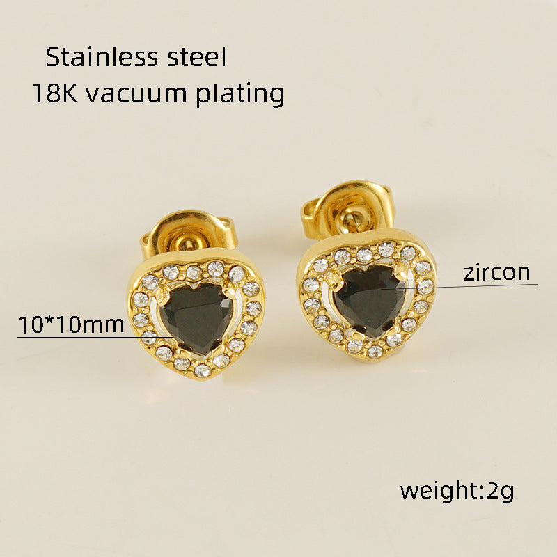 Wholesale Stainless Steel Love Zircon 18K Water Drop Sunflower Earrings ACC-ES-Zhongy002