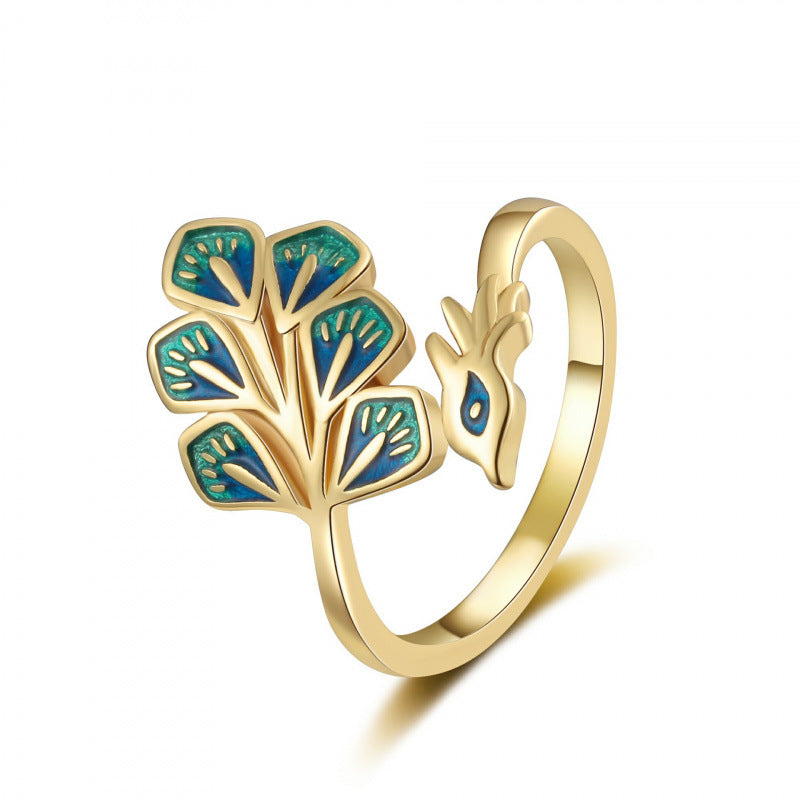 Wholesale Copper Peacock Adjustable Ring,  Fashion Animal Jewelry for Everyday Wear