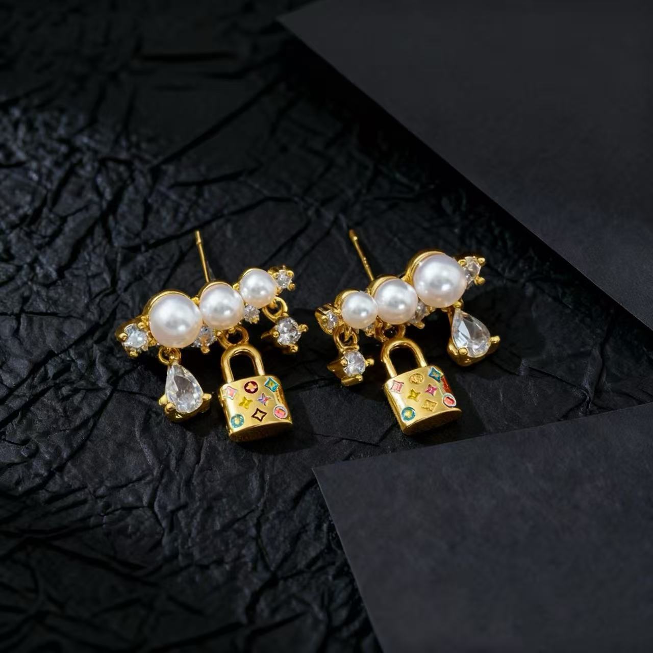 Wholesale French Elegant Pearl Zircon Drop Earrings For Women Fashion Jewelry Accessory Gift