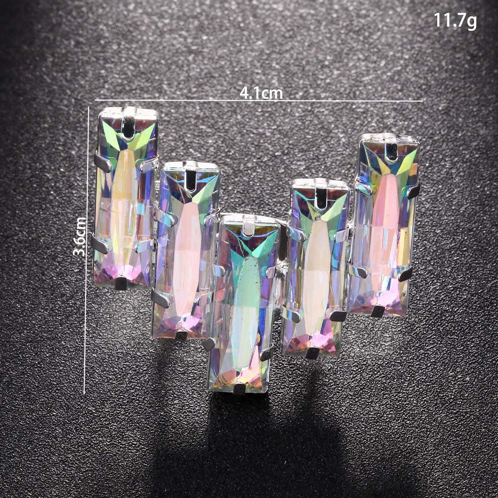 Wholesale  rectangular ring  exaggerated design rhinestone geometric opening ring