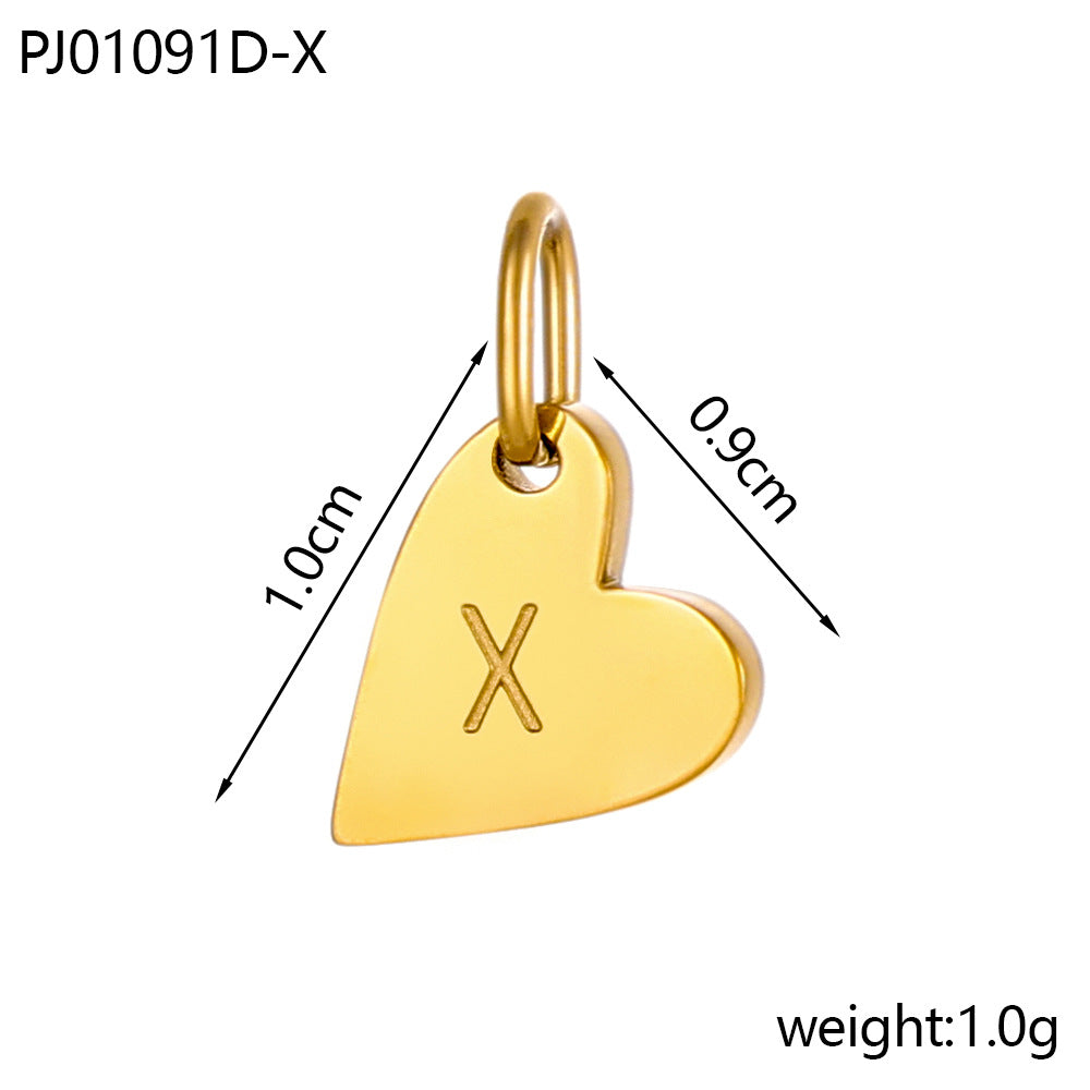 Wholesale Glossy 14k gold heart 26 letter DIY pendant