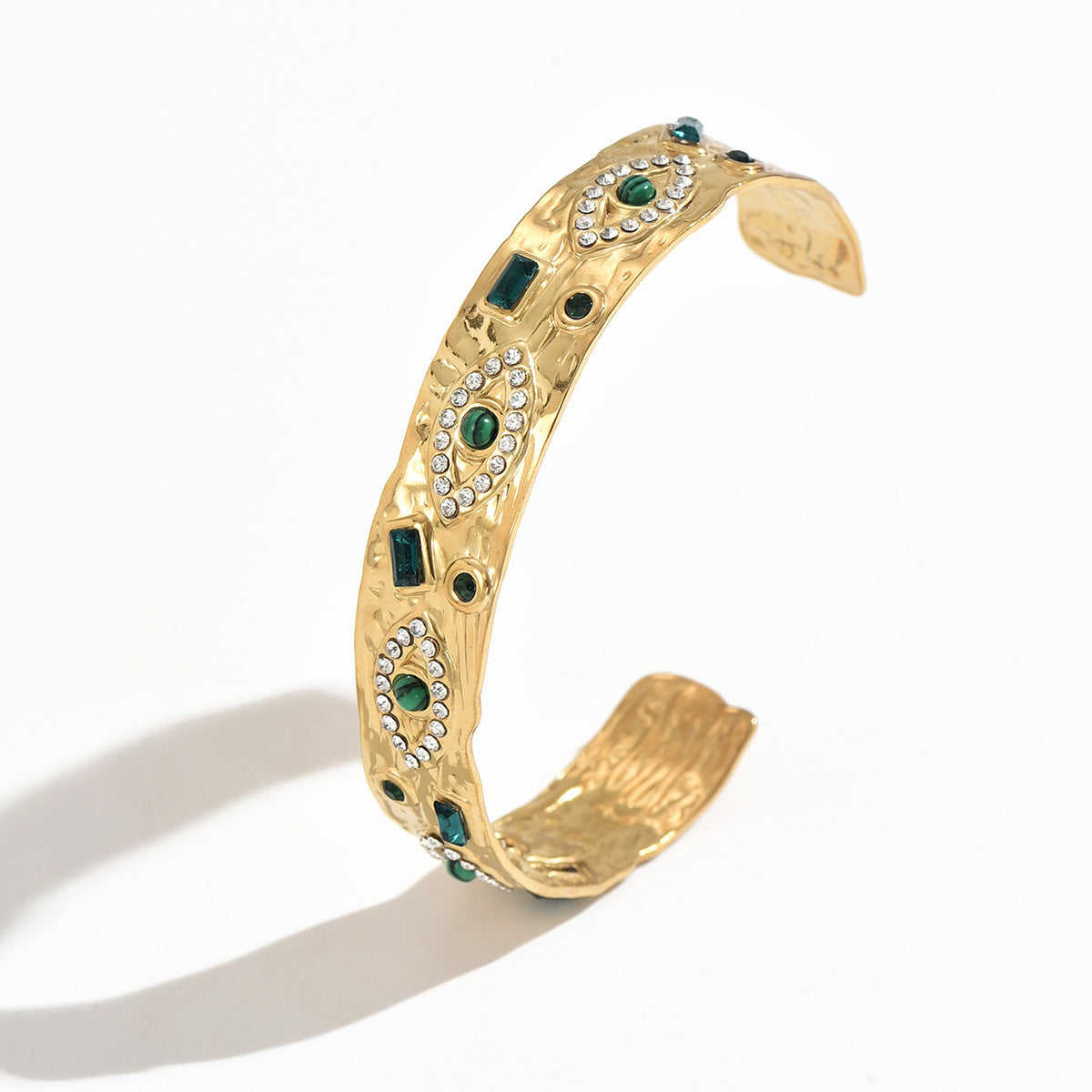 Wholesale Geometric Rhinestone Stainless Steel Adjustable Open Bangle Bracelet Fashion Jewelry Accessory